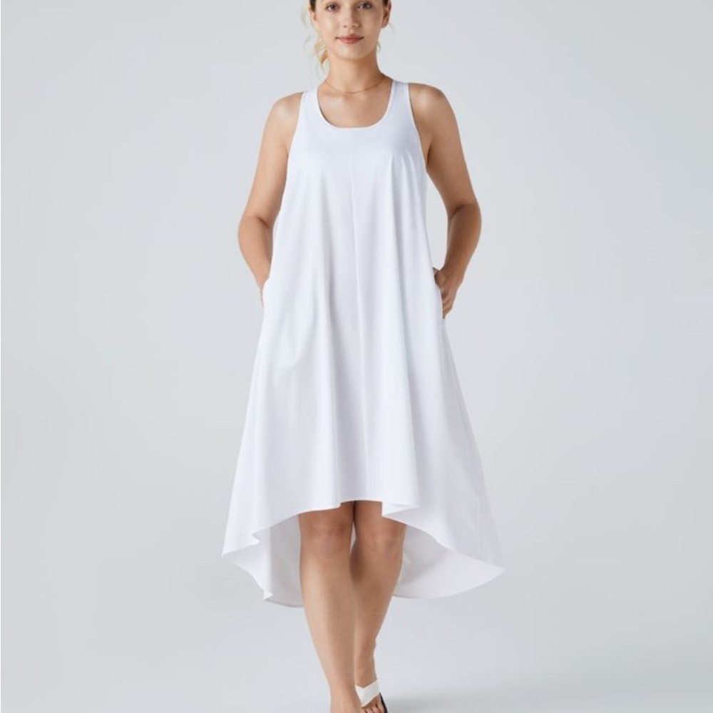 HALARA White Sleeveless High-Low Sundress ✨